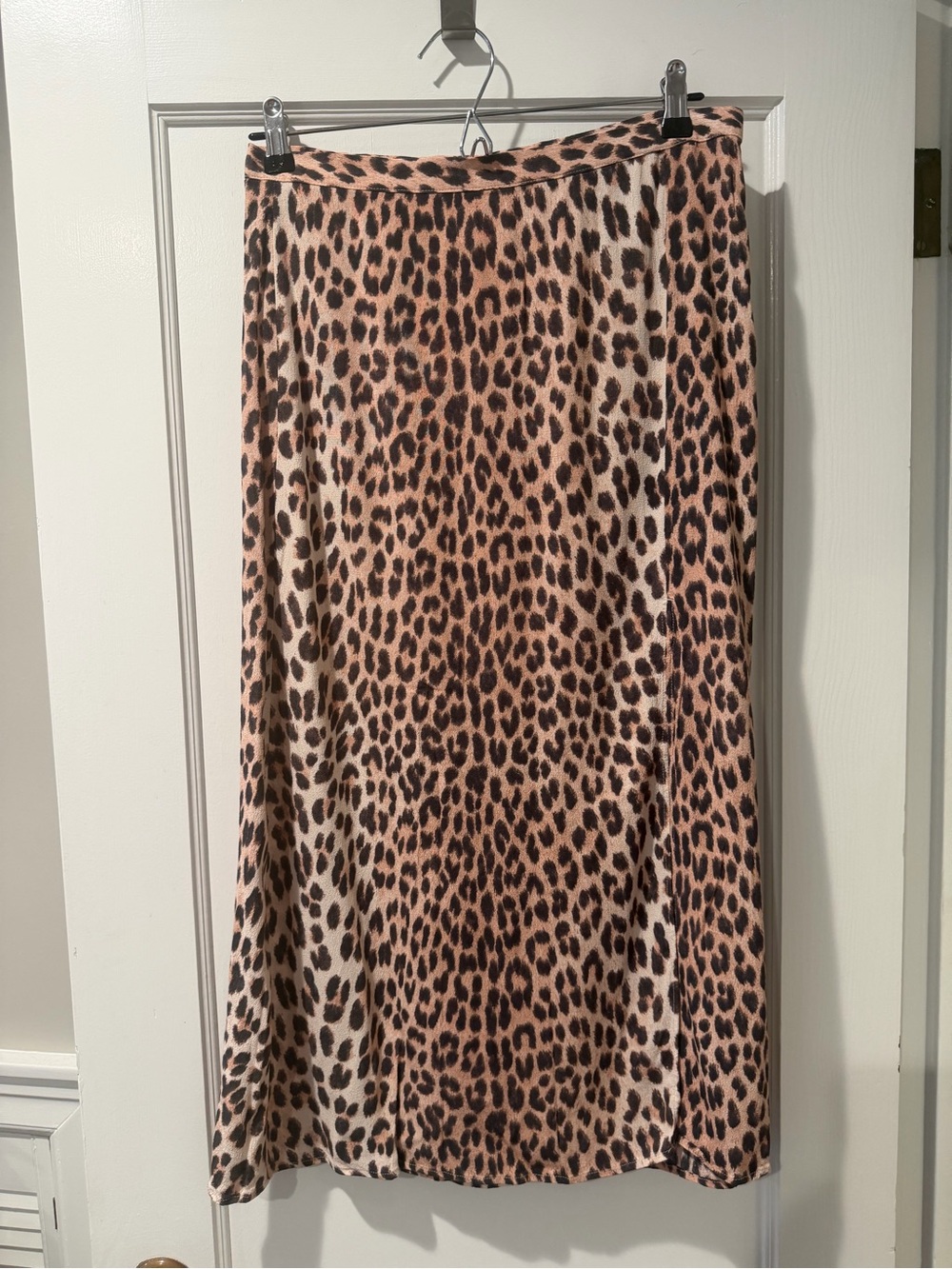 H&M Leopard Print Side Slit Midi Skirt - Tan & Black